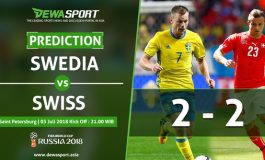 Prediksi Swedia 2 - 2 Swiss 3 Juli 2018